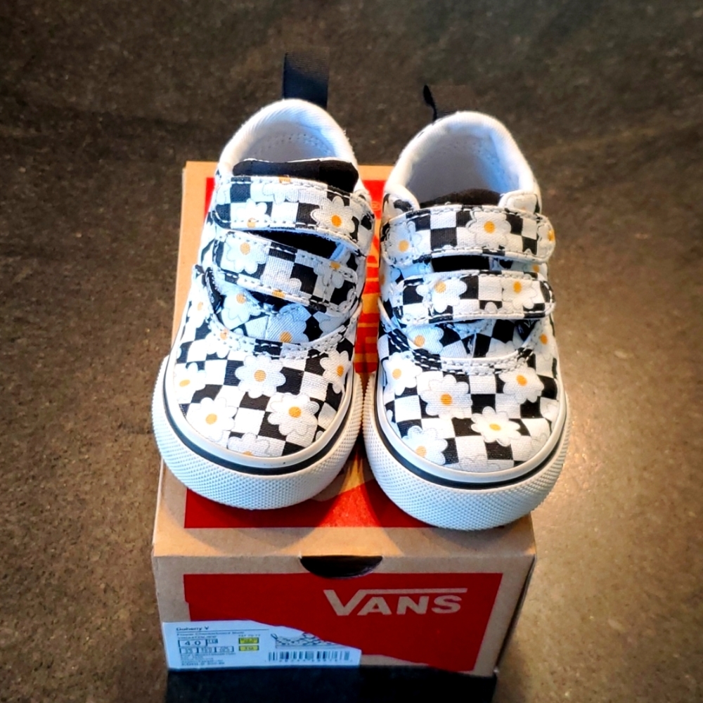 Flower Check Velcro Vans